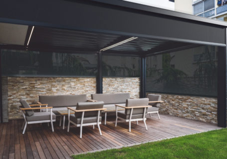 Wooden Terrace Under Pergola